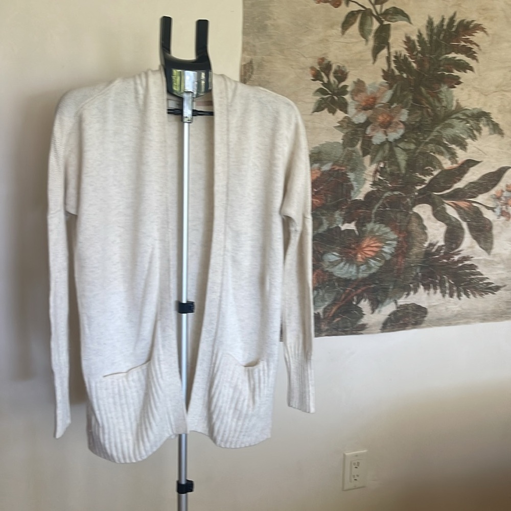 Talula Cream Textured Long Cardigan Sweater